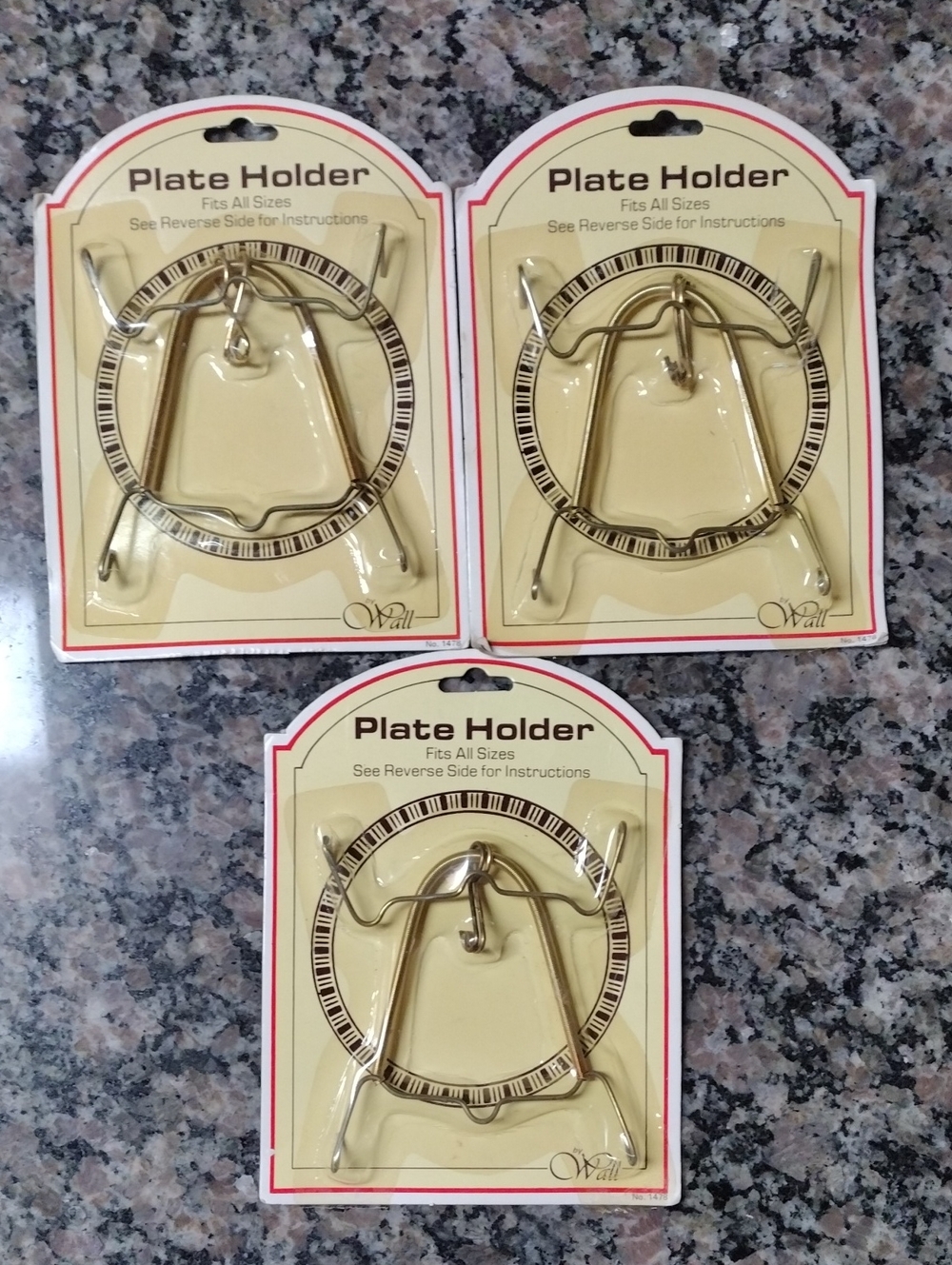 lot of 3 Gold decorative Plate Holder stand new sealed fits all sizes